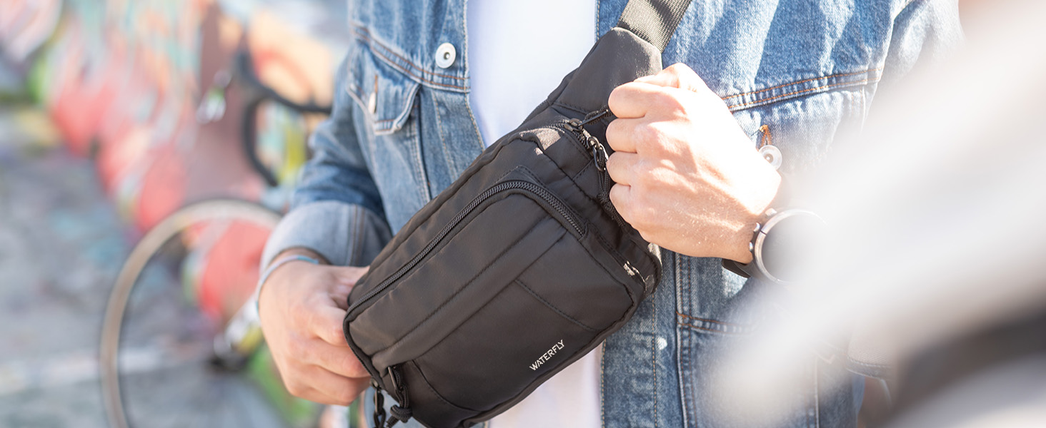 Спортивна поясна сумка Waterfly: стильна фанна-сумка для чоловіків та жінок, унісекс, для прогулянок, подорожей, MTB, спорту, тренувань собак, сірого кольору