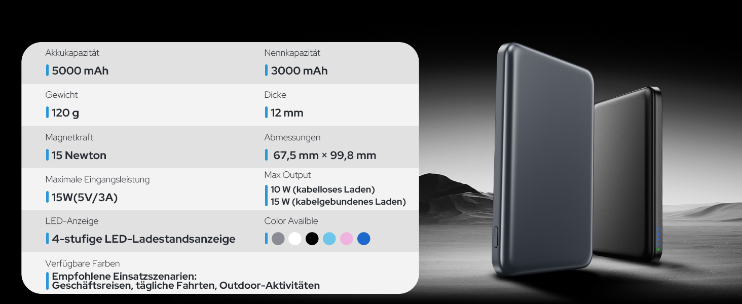 Powerbank TRKOY MagSafe 5000mAh з бездротовою зарядкою та USB-C, сірий колір, для iPhone 17/16/15/14/13/12