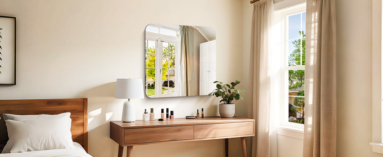 Рамковий настінний дзеркало 75x75 см без рами для ванної, спальні, вітальні. Можливість вертикального та горизонтального кріплення