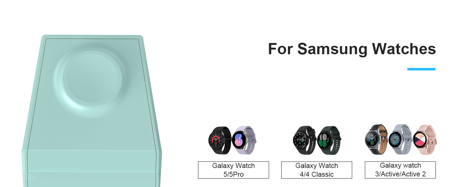 Зарядний пристрій NANAMI 3-в-1 для Samsung Galaxy Watch, Buds та смартфонів S25, S24, S23 Ultra, Z Flip, Z Fold (зелений)