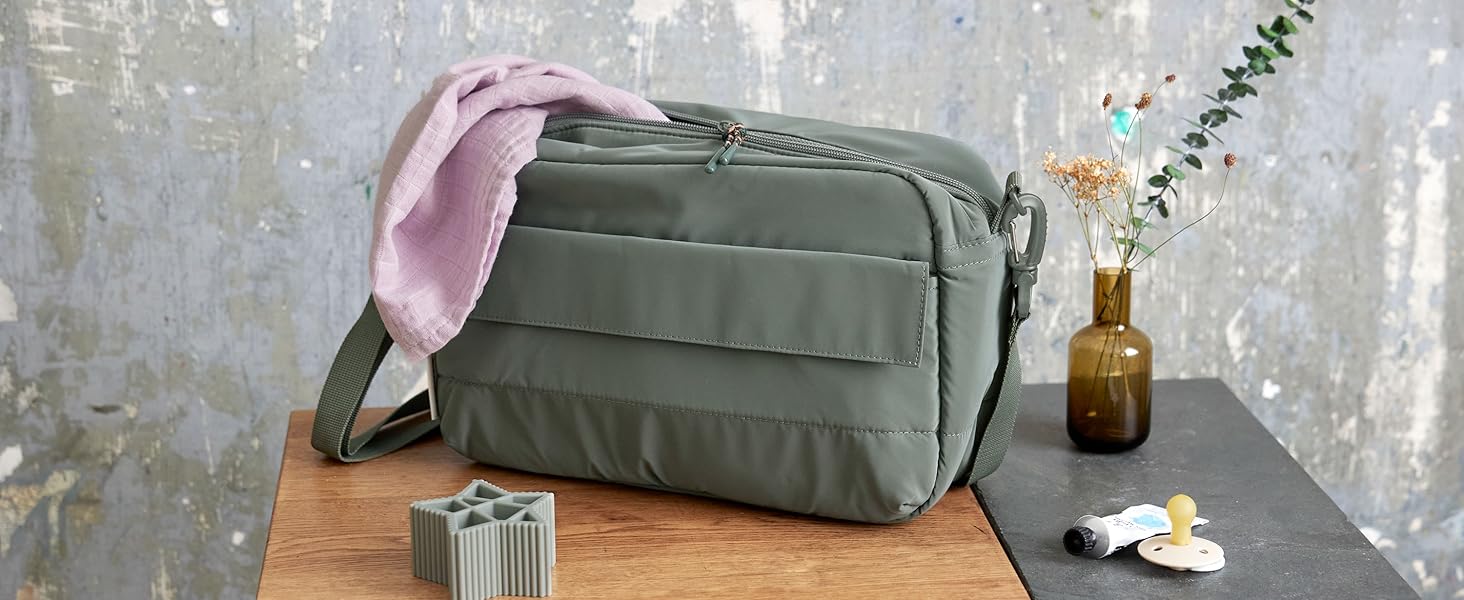 LÄSSIG органайзер для дитячого візка, сумка на плече, з кріпленням, Casual Buggy Organizer Bag Blocks taupe