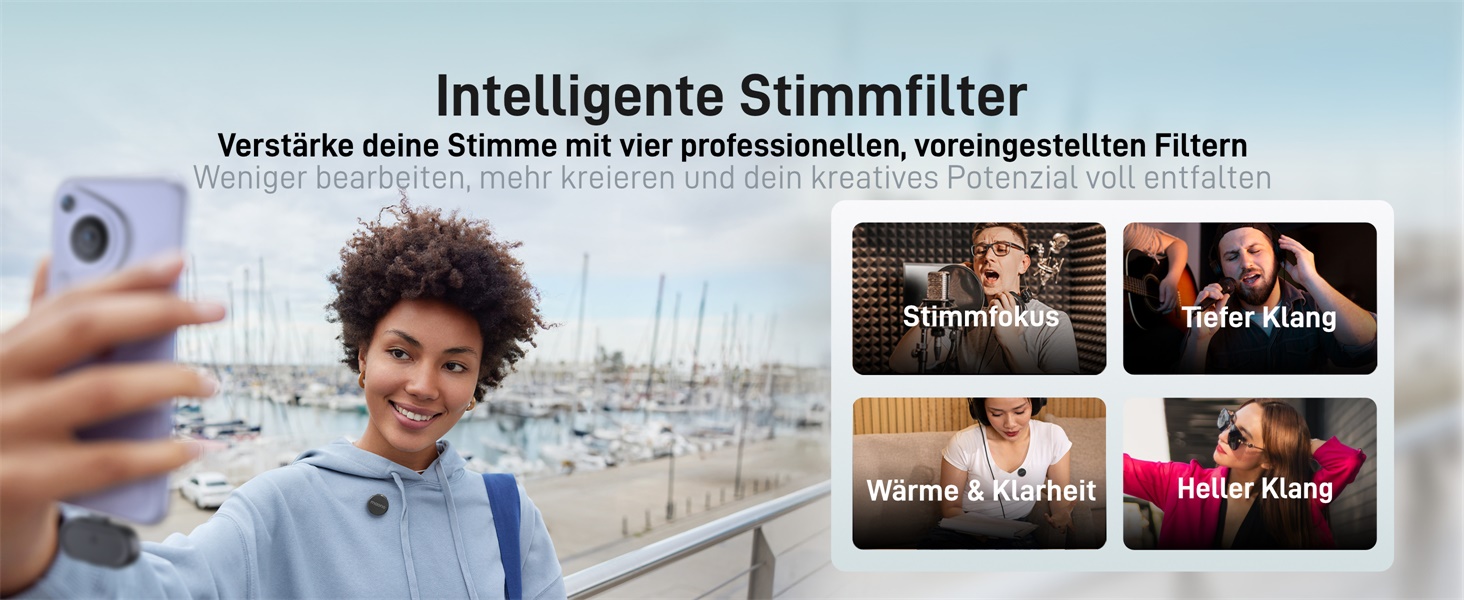 MAONO Бездротовий петличний мікрофон Wave T5 USB-C для iPhone 15/16, Android: 48kHz/24Bit, 30 годин роботи, шумозаглушення, 300м радіус дії