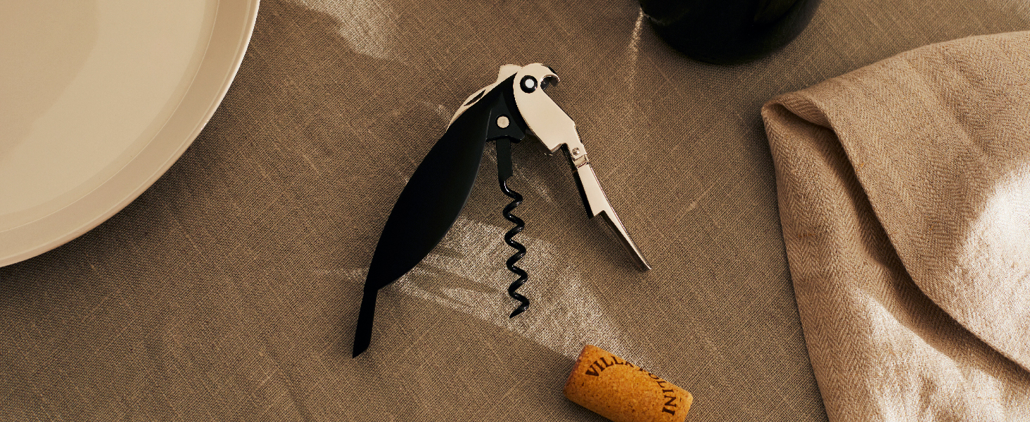 Alessi Parrot Sommelier Corkscrew - Aluminum & PC, Black - 12x8x30cm