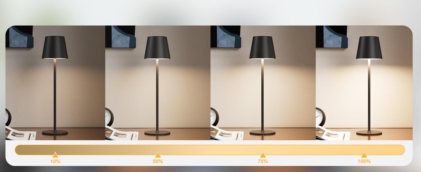 Набір з 2 бездротових настільних світильників LED з акумулятором, сенсорне регулювання яскравості, 3 режими кольору, USB-C зарядка для спальні, столу, кемпінгу (Чорний)