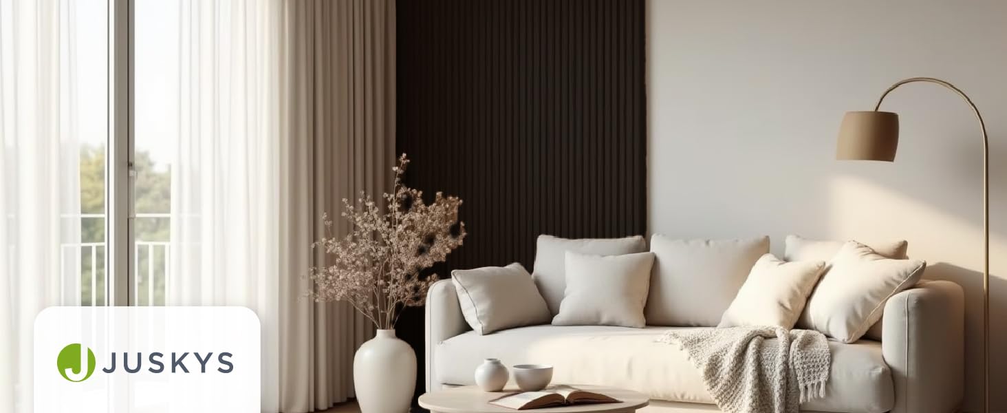 Акустичні панелі Juskys для стін, набір 4 шт (2,88 м²), 120x60 см, шумопоглищаючі декоративні панелі від луни та шуму, колір Дуб темно-сірий