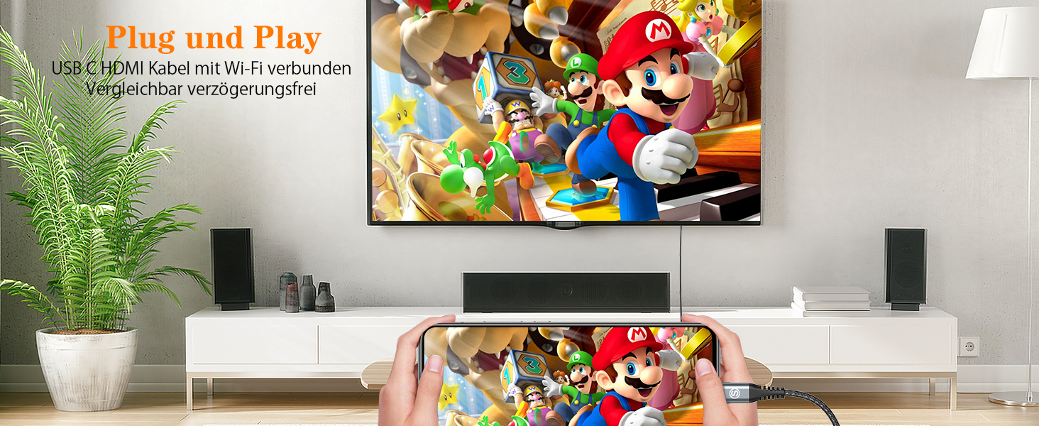 Кабель USB-C на HDMI 4K 2м, USB Type-C - HDMI, плетені, Thunderbolt, сумісний з iPhone, MacBook, iMac, iPad, Samsung, Dell