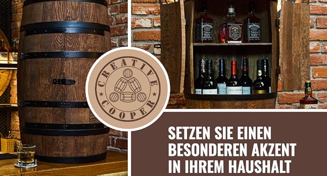 Барний стіл-бочка з дверцятами Wenge II 80 см – дерев'яний винний бар, шафа для алкоголю, полиці для пляшок, фассмеблі, винний стелаж, мінібар