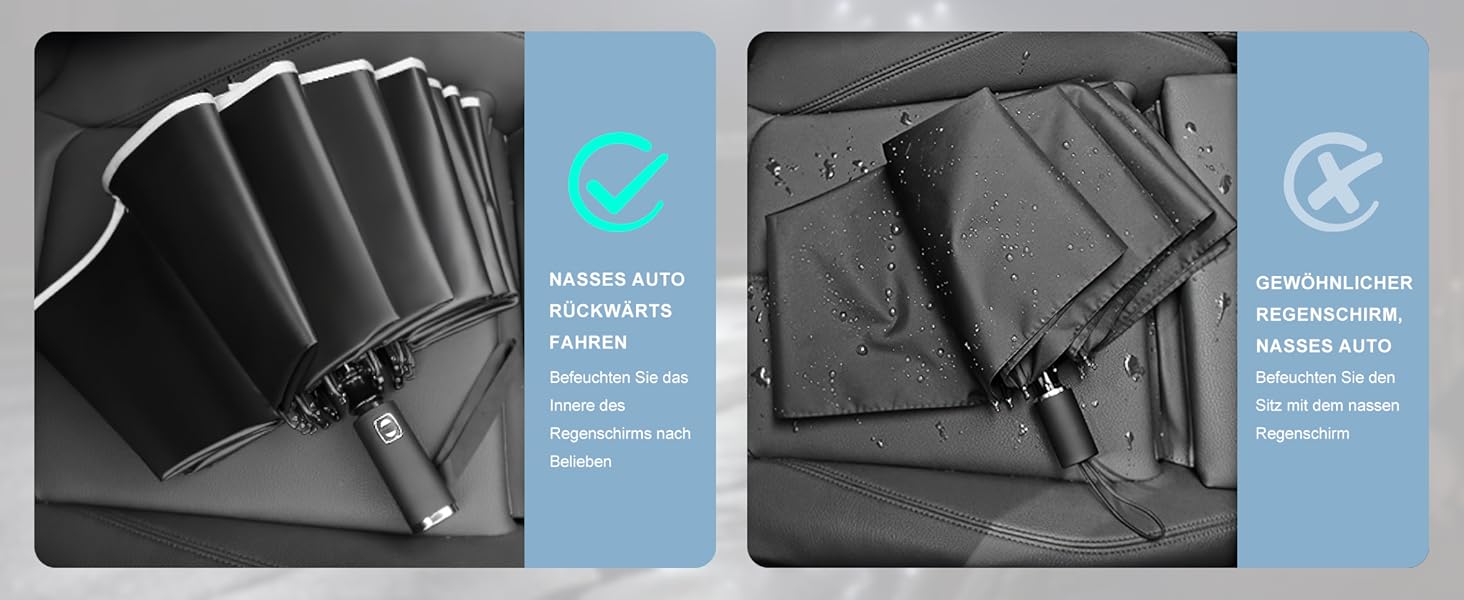 Складаний парасоль від Knirps з автоматичним відкриванням/закриванням, 10-ти реберний (3+2 посилені), з відбиваючими смугами, захист від сонця, для подорожей та авто