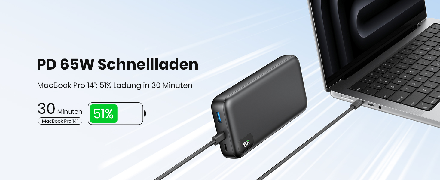 Power Bank A ADDTOP 20000mAh 65W: зарядний пристрій для ноутбука, iPhone, iPad. 2 USB-C, 1 USB-A. Чорний