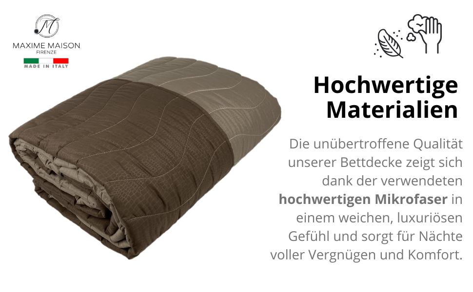 Плед на ліжко 240x260 см, двосторонній дизайн, осінньо-весняний (100 г/м²), степний, підкладковий, для двоспального ліжка, з м'якої мікрофібри, Made in Italy (колір: коричневий/мокко)