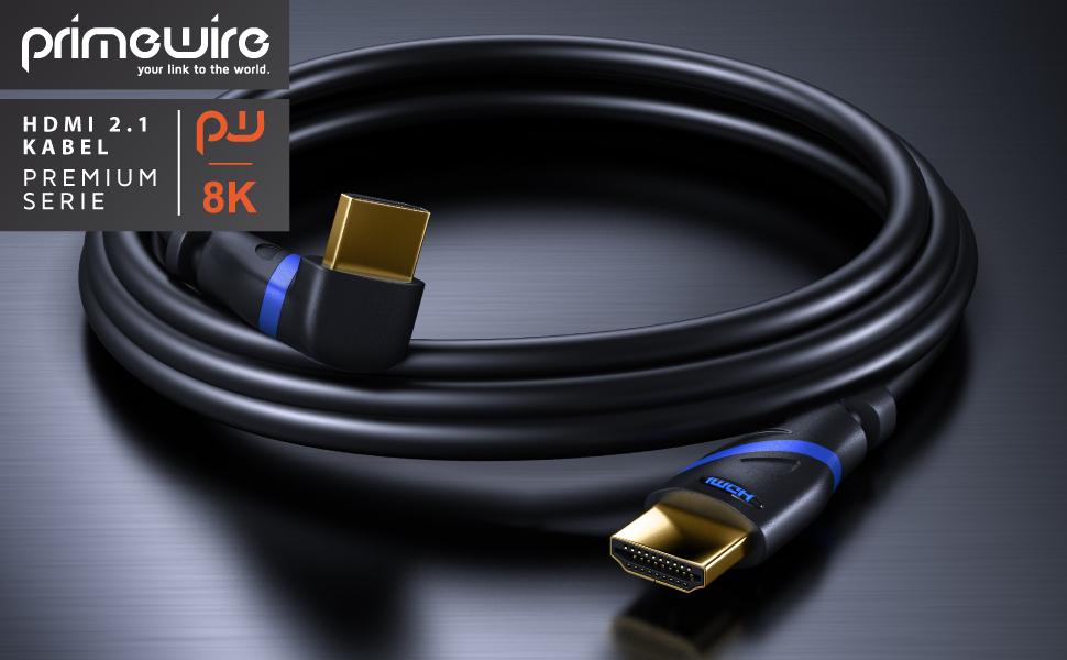 HDMI кабель 8K 2.1 з кутовим конектором 90° - 3 метри. Підтримка 8K@60Hz, DSC, UHD II, Dynamic HDR, eARC, VRR, Dolby Vision