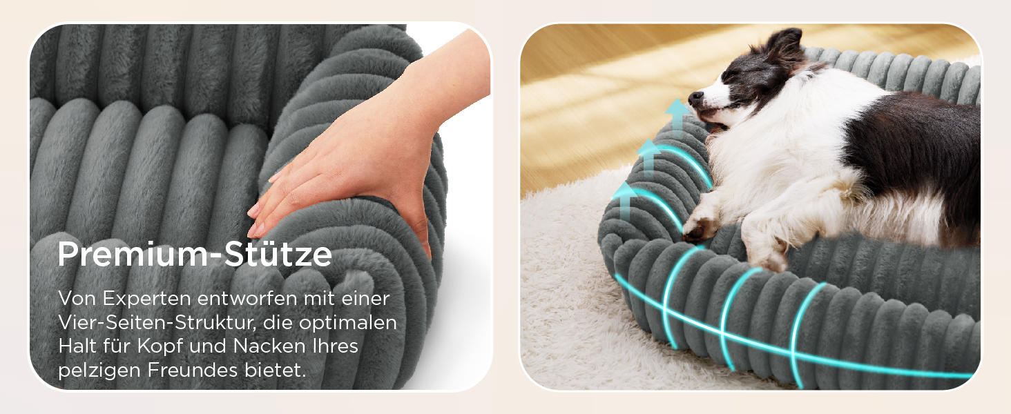 BEDSURE Лежанка для собак великих порід - ортопедична лежанка для собак 91x68x20 см з м'яким флісовим покриттям, ковзаюча лежанка з високим бортиком сірого кольору L 91 x W 68 x H 20 см