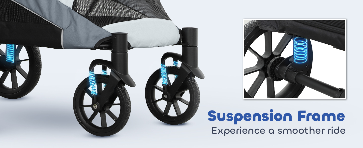 PawHut Візок для собак та котів, складний, до 30 кг, сірий (124 x 67 x 100 см)