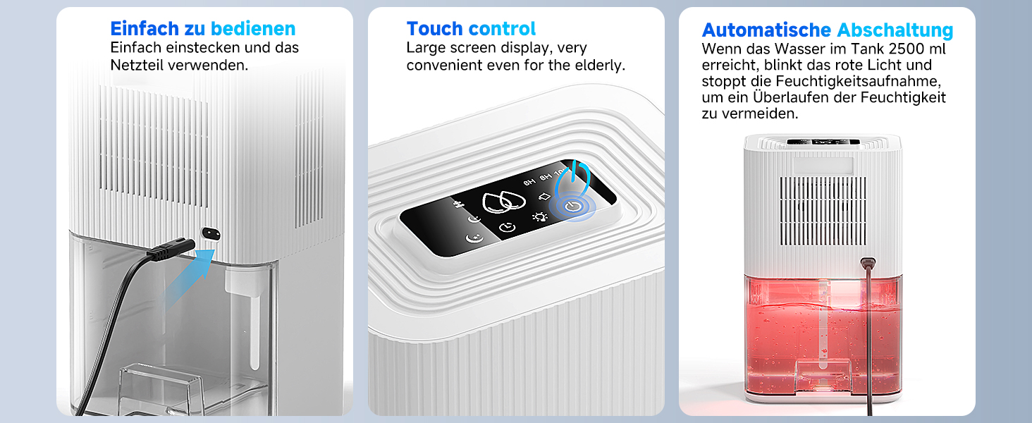 Електричний осушувач повітря 2700 мл з автоматичним вимкненням, таймером, нічним режимом та 7-кольоровим нічним світлом, портативний, для дому, ванної кімнати, підвалу. Осушує 550 мл/24 год