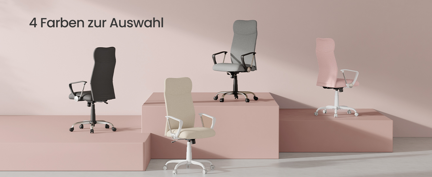 Офісний стілець SONGMICS, ергономічний, регульований, до 100 кг, Bonbonrosa (рожевий)