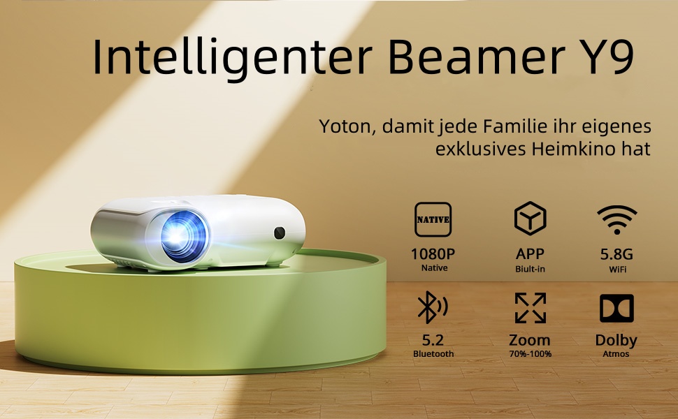 YOTON Beamer 4K: проєктор для домашнього кіно з підтримкою Netflix/Dolby Audio, 20000 люмен, Full HD 1080P, WiFi, Bluetooth 5.2, сумісний з PS5, з сумкою