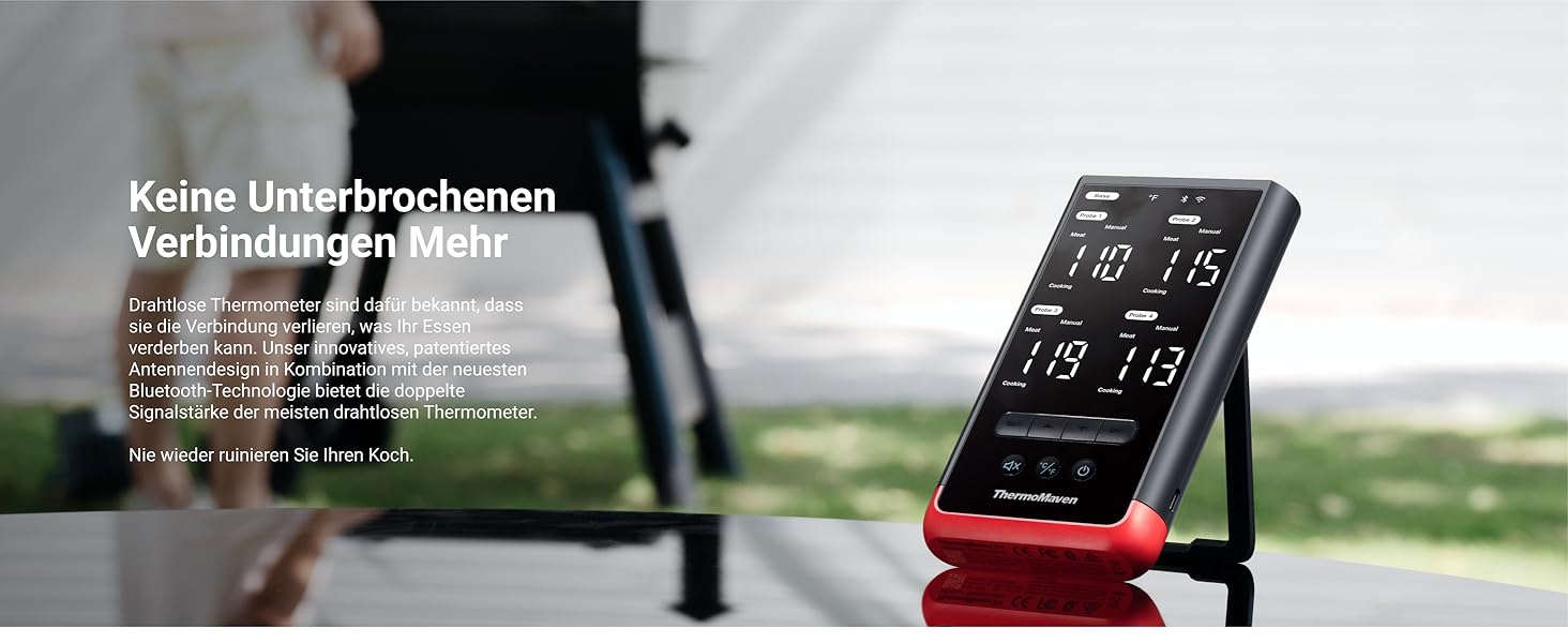 ThermoMaven P2: Розумний термометр для м'яса з Bluetooth 5.3, 6 датчиків, Wi-Fi, IPX8, для гриля, духовки, кухні, фритюрниці (4 зонда)
