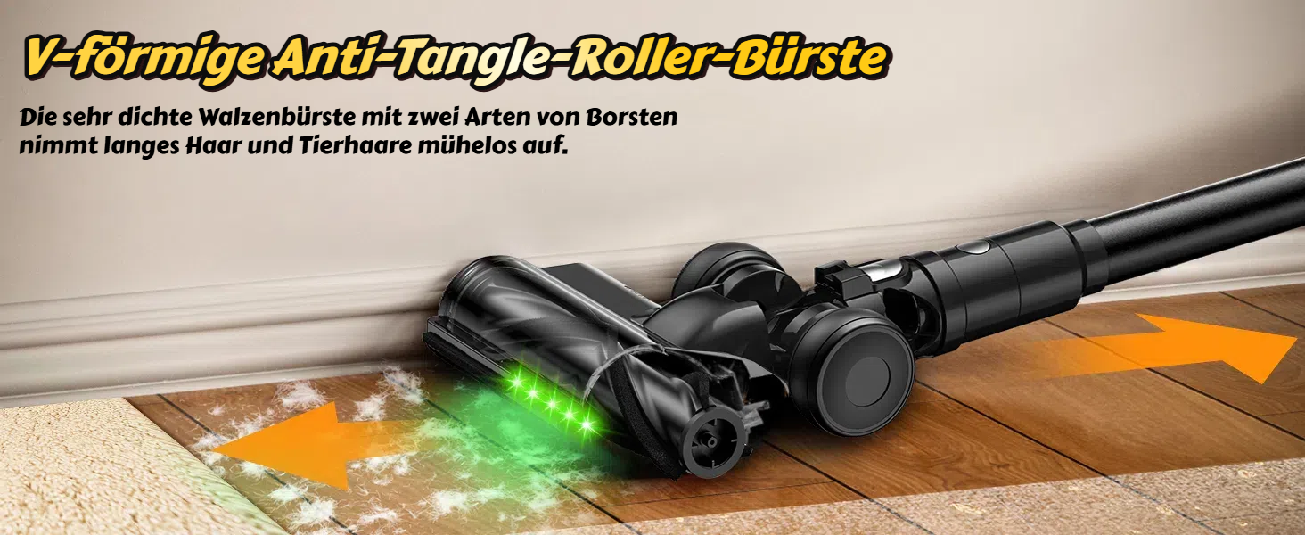 Бездротовий акумуляторний пилосос 48KPa/500W/55хв з LED-дисплеєм та станцією для зарядки, для прибирання шерсті тварин, килимів, твердих поверхонь та авто, чорний