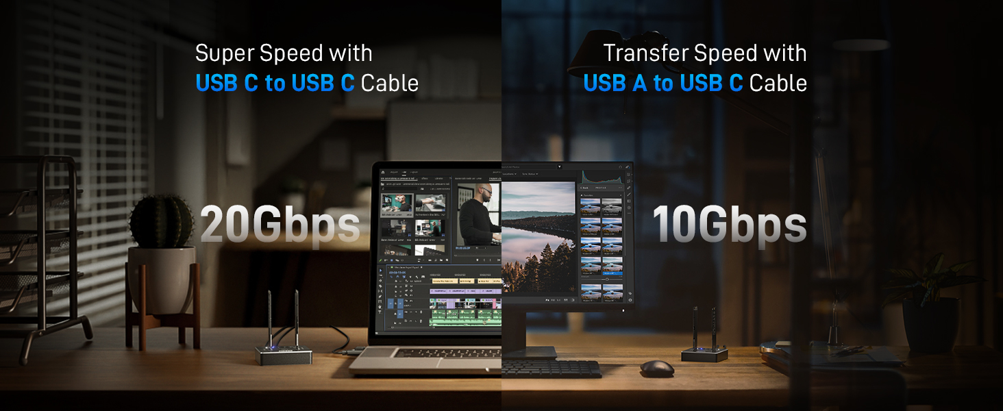 Док-станція для SSD FIDECO M.2 NVMe SATA, USB 3.2 Gen 2 (20Gbps), алюмінієвий корпус, підтримка клонування, UASP, TRIM