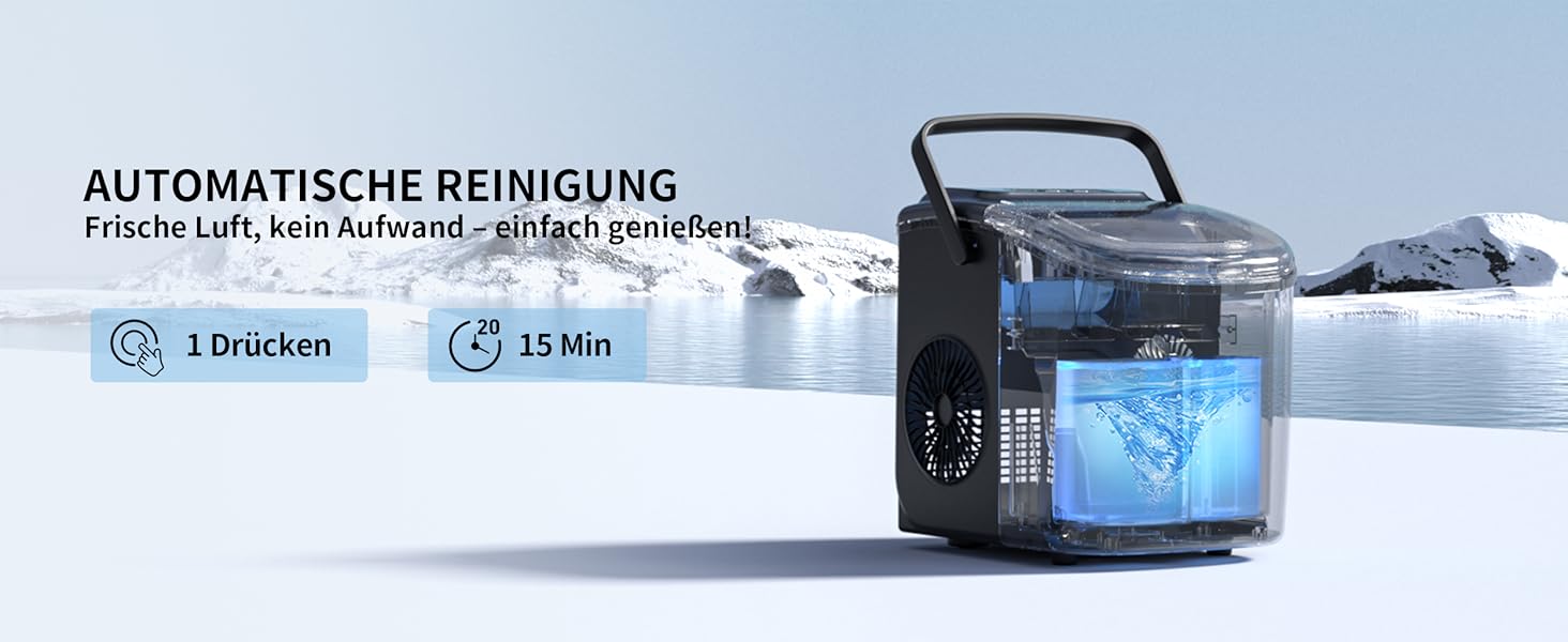 Машина для приготування льоду Ecozy - швидка та компактна, 9 кубиків за 6 хвилин, 12 кг/24 год, самоочищення, 2 розміри кубиків, для офісу, дому, бару та вечірки, чорний