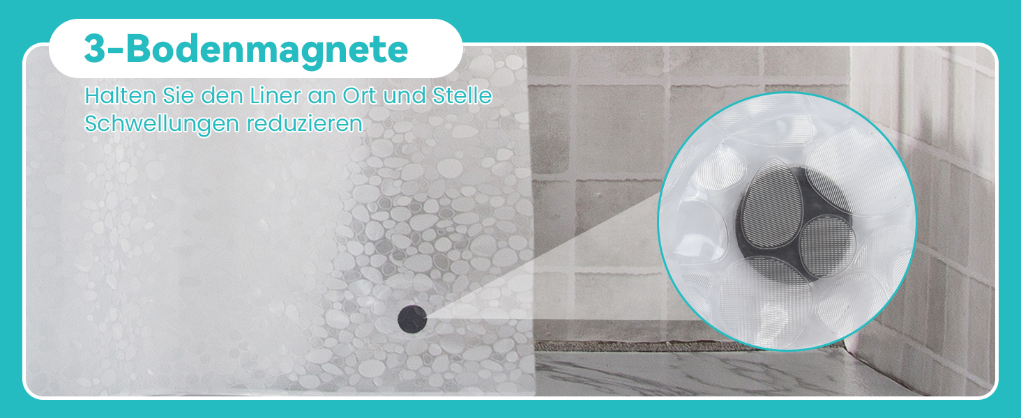 Дзеркальний душовий завіс OTraki 180x200 см, PEVA, антигрибок, з гачками та магнітами