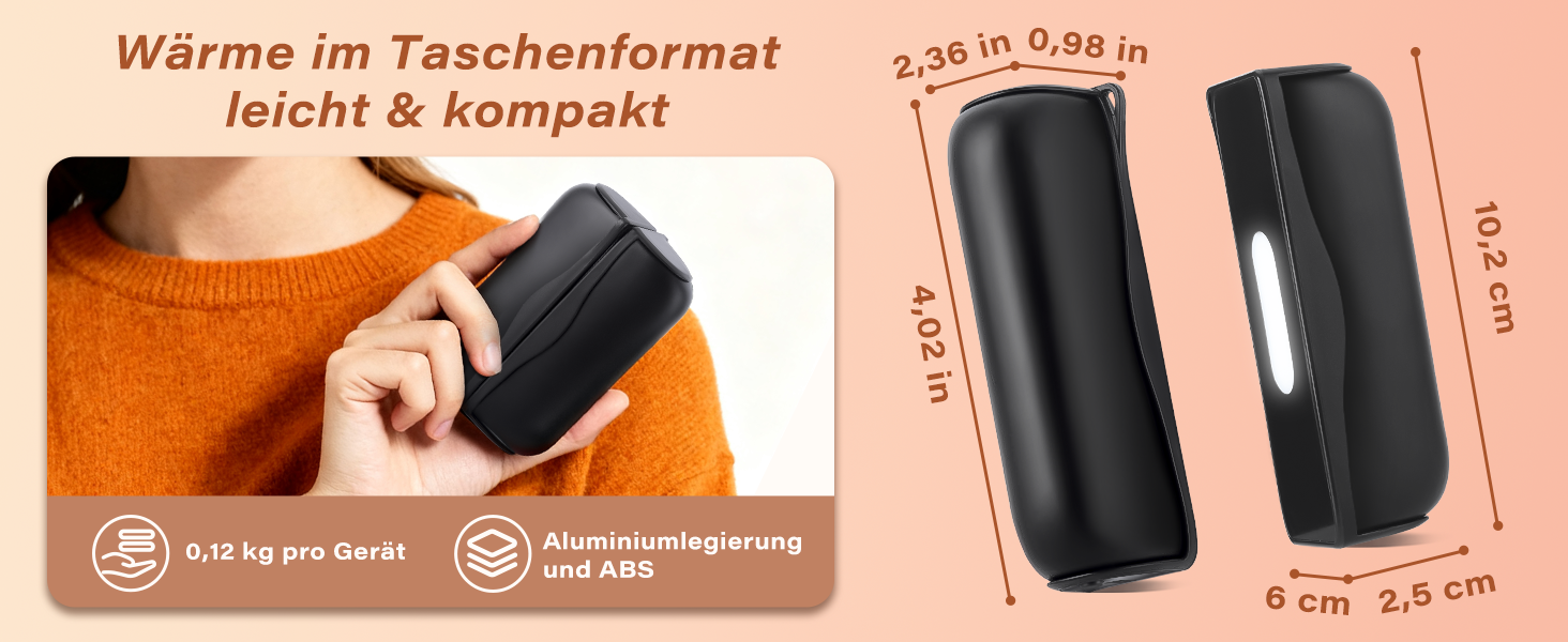 Електричний грілка для рук Citybee 10000 mAh з магнітною підключенням (2 шт.) - портативний нагрівач з підсвічуванням, 3 режими, до 55°C - для кемпінгу, туризму, активного відпочинку