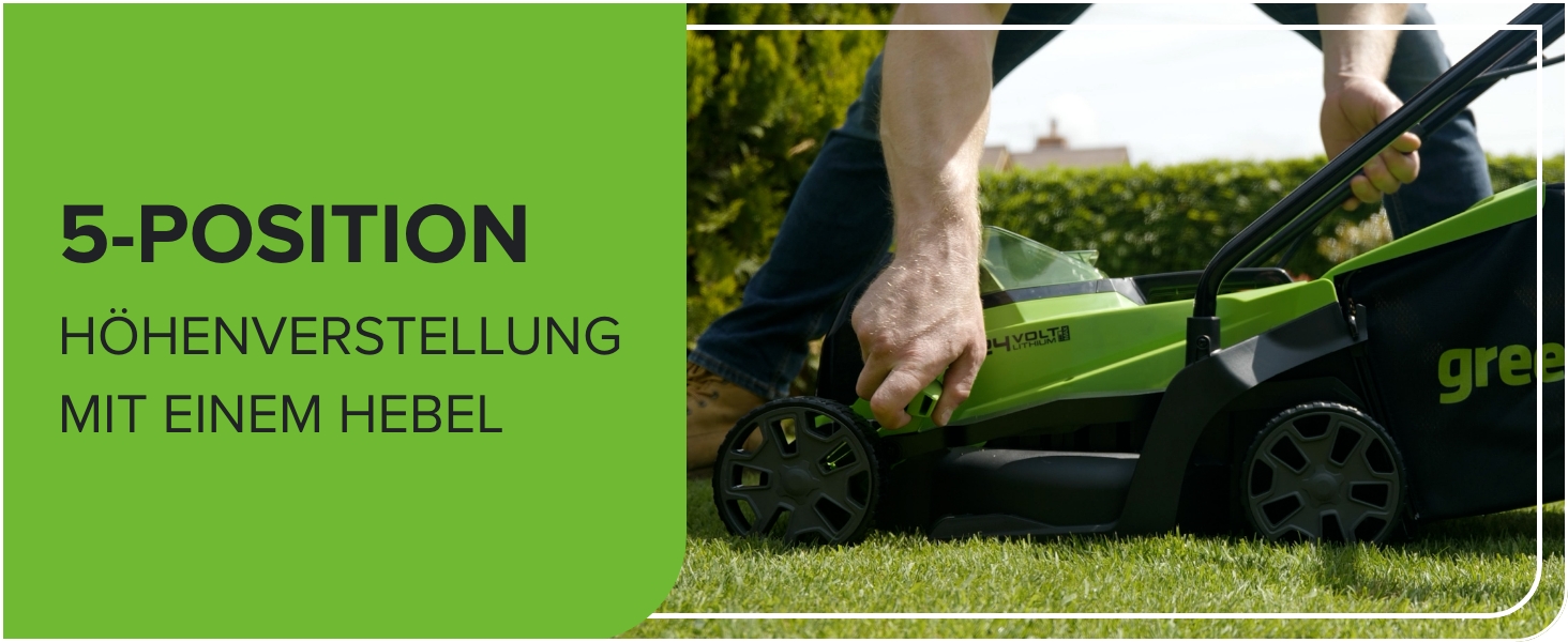Акумуляторна газонокосарка Greenworks 24V, безщітковий двигун, 33 см, для газонів до 140 м², 30-літровий травозбірник, комплект з акумулятором і зарядним, 3 роки гарантії