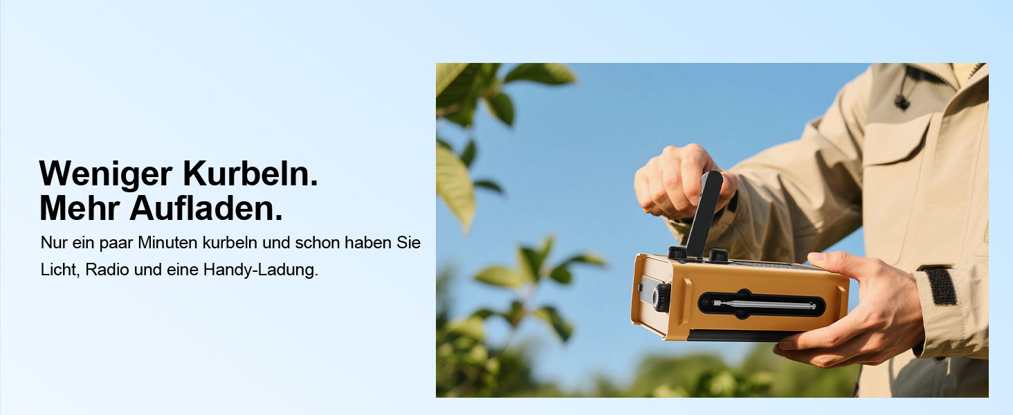 Радіостанція ROCAM на сонячній батареї та з ручним генератором, 12000mAh, AM/FM, LED ліхтарик, USB, SOS, IPX6, для кемпінгу та надзвичайних ситуацій (Жовтий)