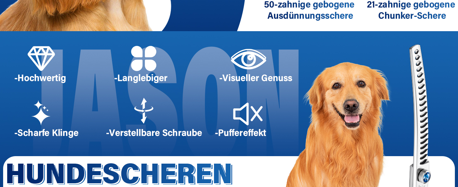 Професійна вигнута ножиці для грумінгу собак JASON 7' - ножиці для розрідження шерсті, з японської сталі 440C, 21 зуб, для грумерів