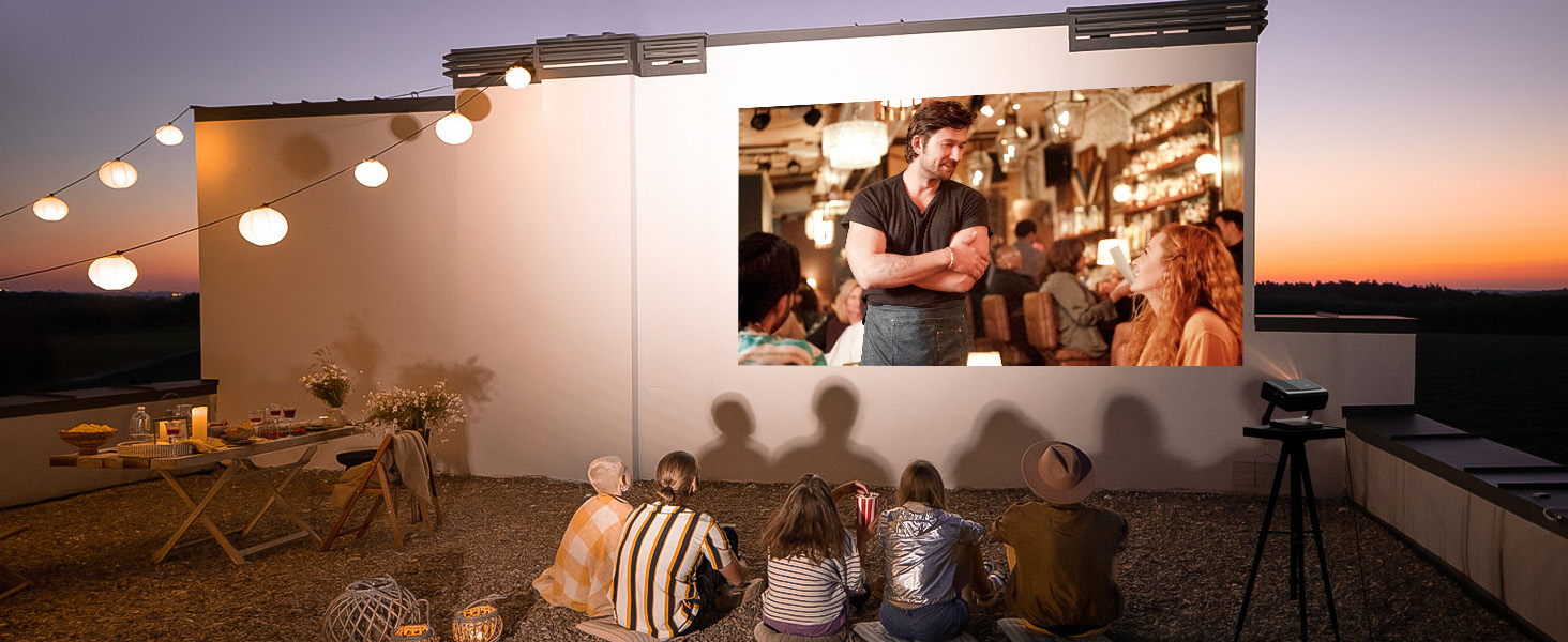 Проектор Mini Beamer 1080P Full HD 600ANSI з автофокусом, корекцією трапеції, WiFi6, Bluetooth, 4K, 50% зум, 360° обертання для дому та мобільного використання