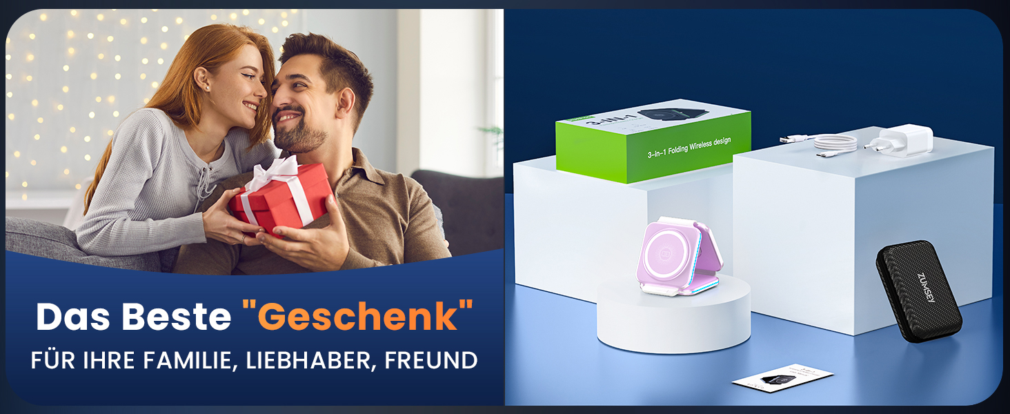 3-в-1 Бездротова зарядка: для Apple Watch, iPhone та AirPods (фіолетовий)