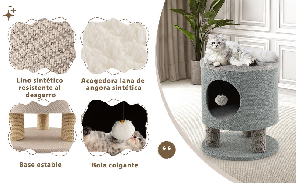 Котячий будиночок SOARS з когтеточкою, 3 яруси, 2 будиночки та ліжко, когтеточний комплекс для котів