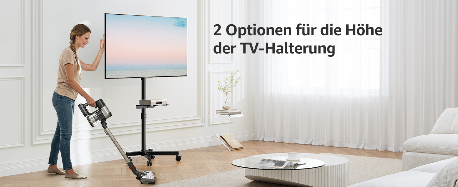 Телевізійна тумба MOUNTUP на колесах для LED/LCD/Plasma телевізорів 23-60 дюймів, до 35 кг, VESA 400x400 мм, з регулюванням висоти та нахилу