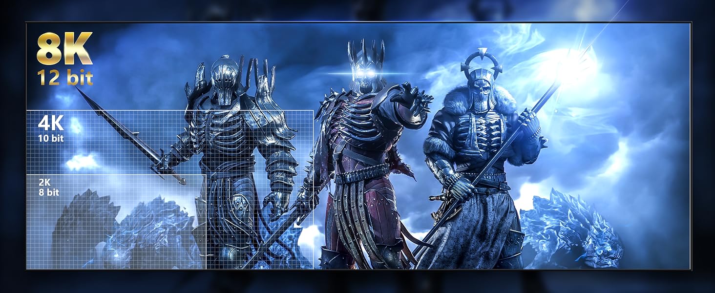 HDMI кабель Stouchi 2 м 8K 10K 4K Ultra High Speed 48Gbps 4K120 144Hz eARC HDR10 4:4 HDCP 2.2/2.3 Dolby, сумісний з Fire TV/Roku TV/PS5/Xbox Series X/Samsung/Sony/LG (2 шт., чорний)