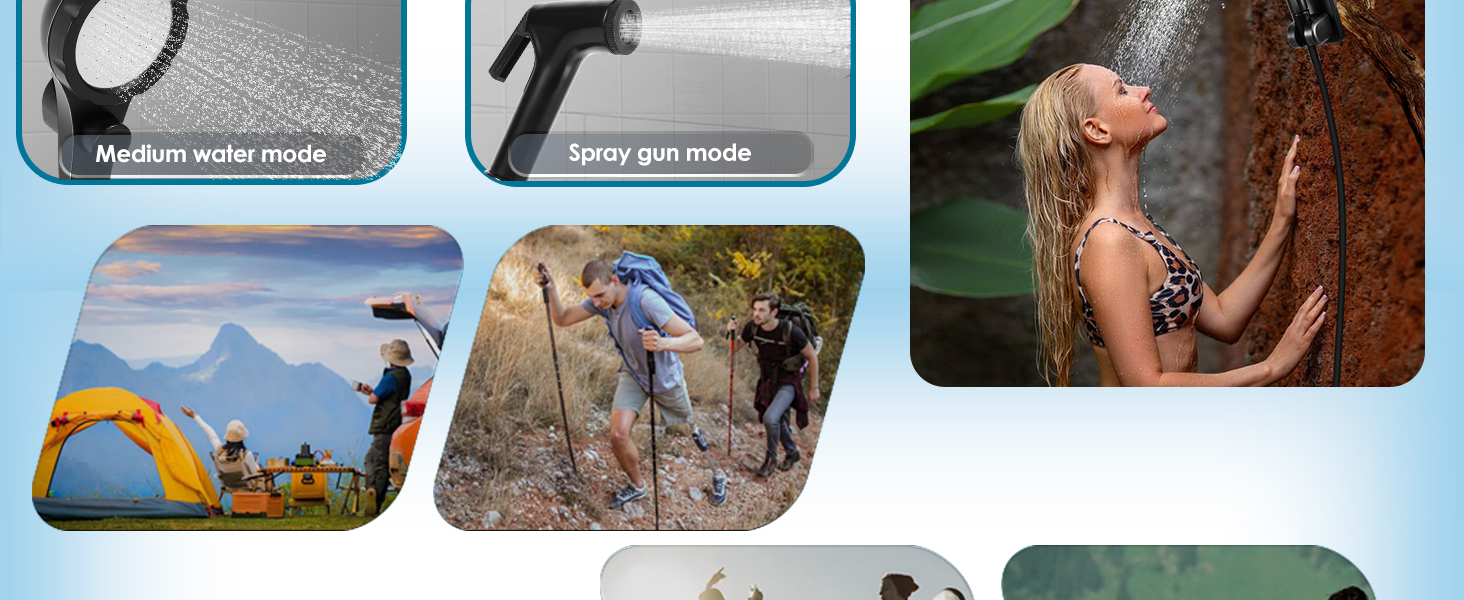 Мобільний душ для кемпінгу з насосом, акумулятор 8000mAh, індикатор температури, шланг 2м. Підходить для кемпінгу, миття авто, саду та тварин