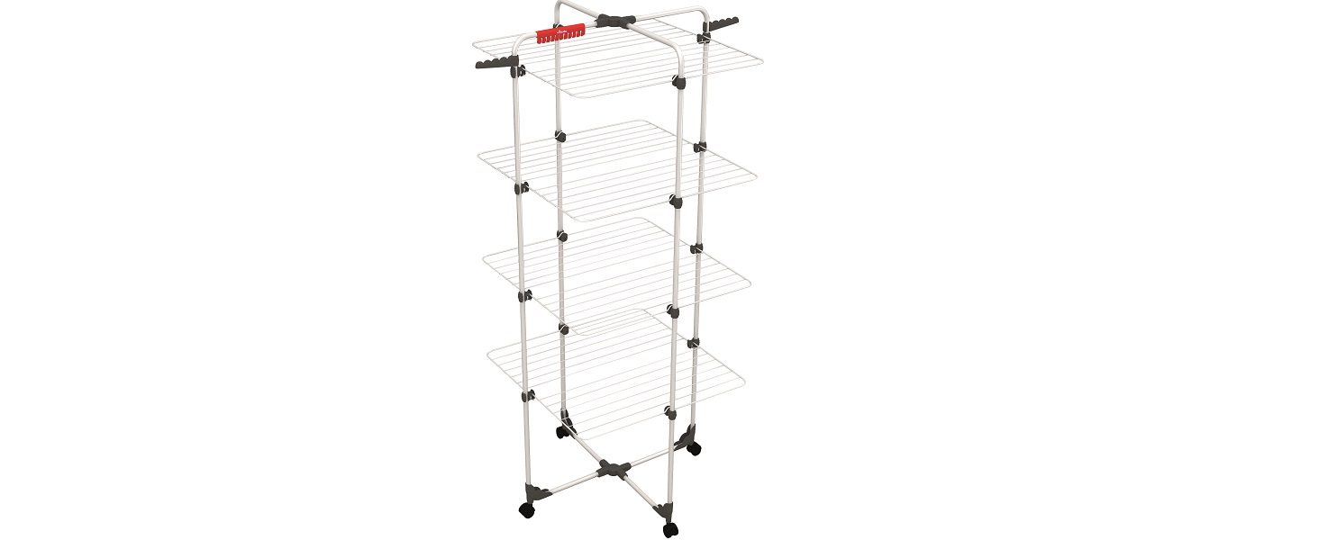 Сушарка для білизни Vileda Mixer 4, 40 м, 4 яруси, сталева, на колесах з гнучкими з'єднаннями