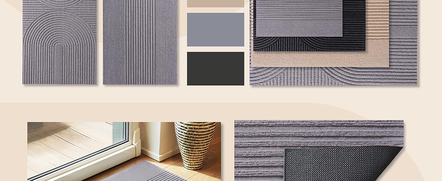 Килимок для дому Blumtal 40x60 см - антиковзаючий, для входу, з візерунком, сірий