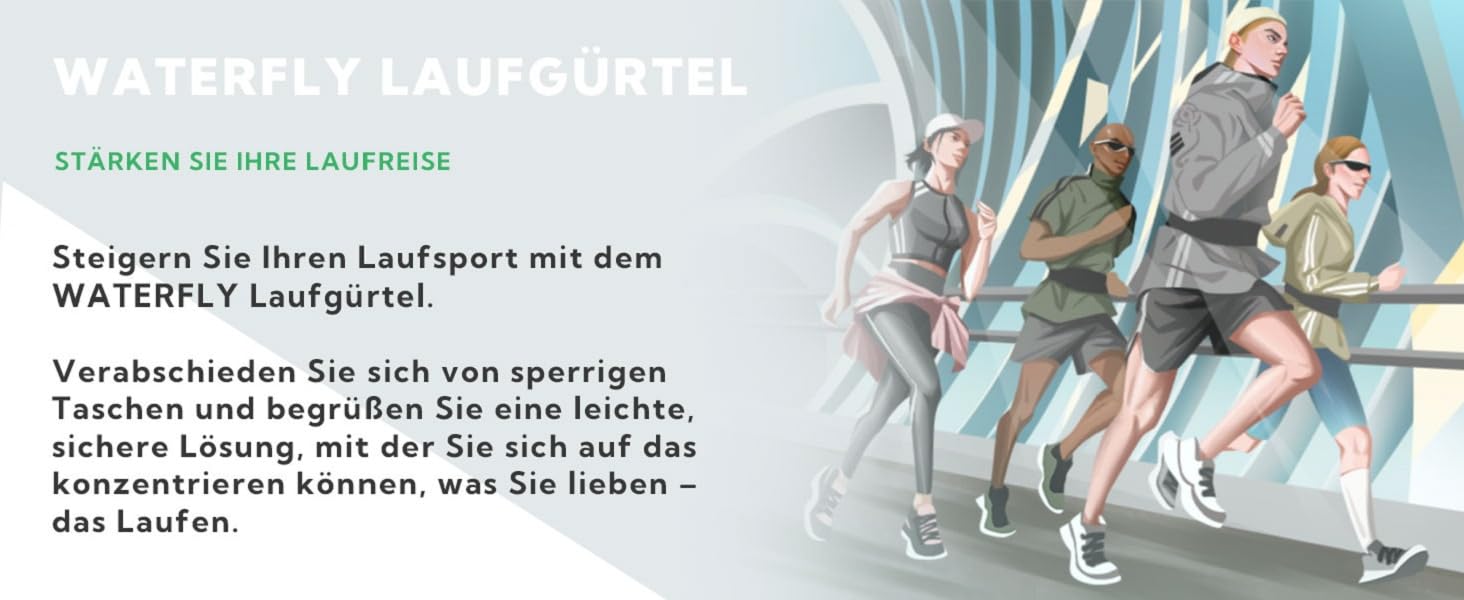 Водонепроникний поясний ремінь Waterfly для телефону: спортивна поясна сумка для бігу, джогінгу, фітнесу, подорожей (чорний)