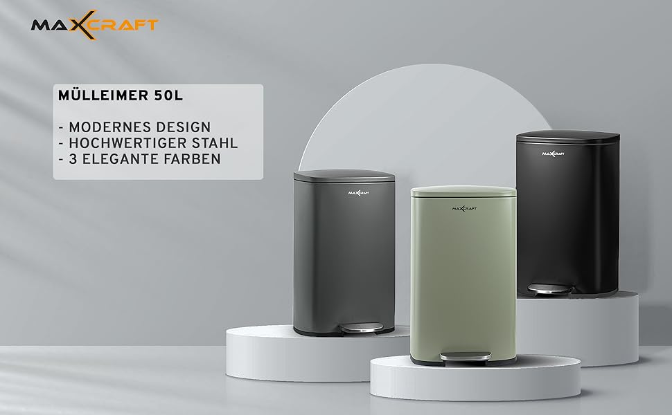 Сталевий відро для сміття з педальним механізмом, 50 літрів, з внутрішнім відром з пластику, м'яке закриття, зелений колір, для кухні, ванної кімнати або офісу