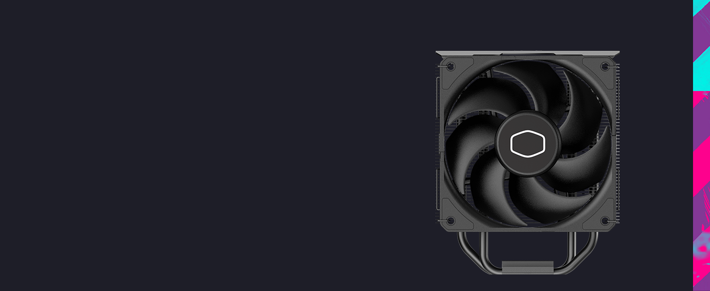 Cooler Master Hyper 212 Black - кулер для CPU з RGB підсвічуванням, LGA1700 & AM5, чорний, з 4 heatpipes