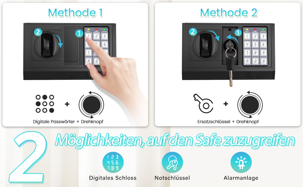 Великий сейф 50л для дому: вогнестійкий, водонепроникний, з ключем та кодовим замком. Сейф для ювелірних виробів, документів, грошей. Вбудована сигналізація, настінний сейф.