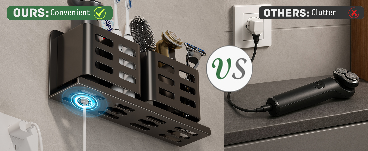 Тримач для зубних щіток на стіну без свердління, алюміній, чорний колір, самоклеюча кріплення для зубних щіток, пасти, бритви та гребеня