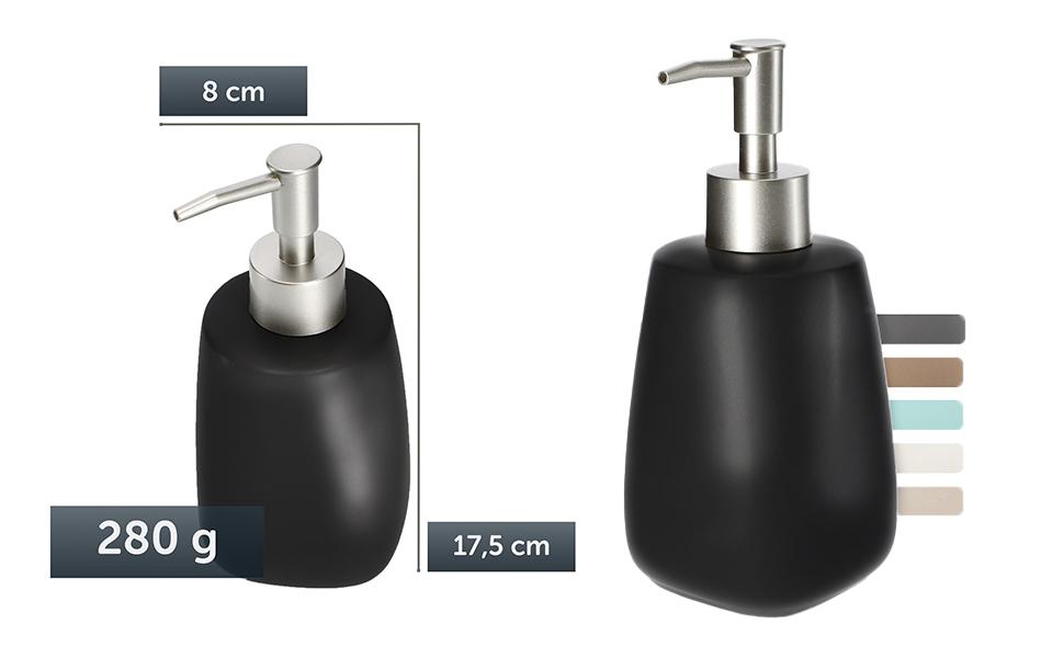 Дозатор мила KADAX з помпою, керамічний дозатор для мила, мийна станція для кухні та ванної кімнати (Чорний)