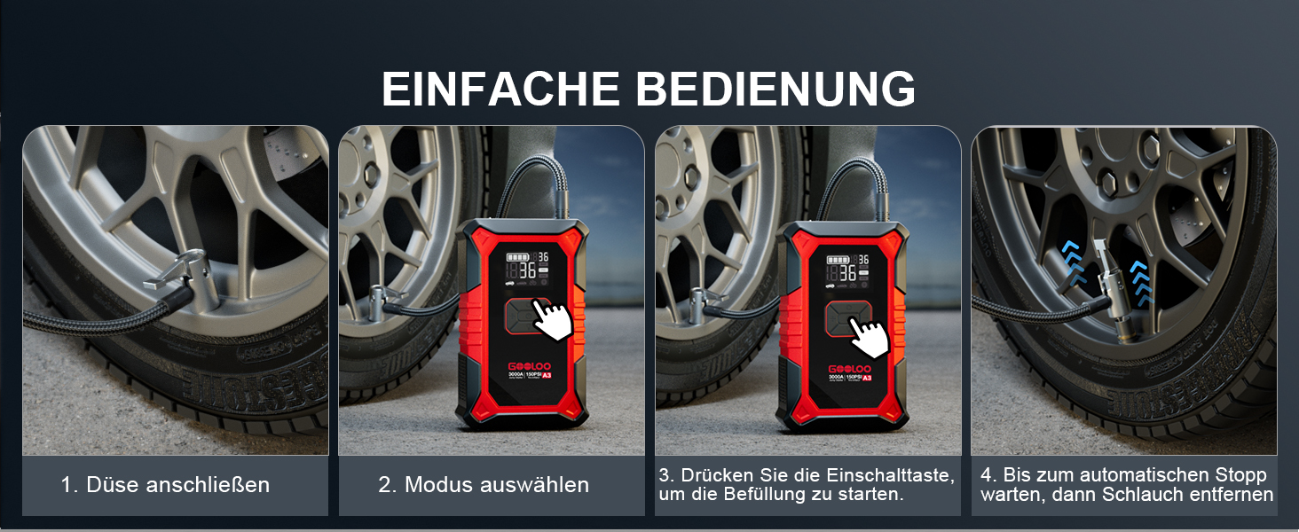 Powerbank з компресором GOOLOO A3 для автомобіля 12V (до 9.0L бензин/6.5L дизель), 3000A, 150PSI, LED дисплей