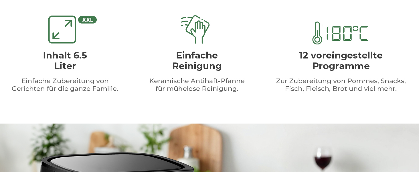 Фритюрниця CoolHome AF23 XXL Deluxe, 6,5 л, з керамічним покриттям, чорна