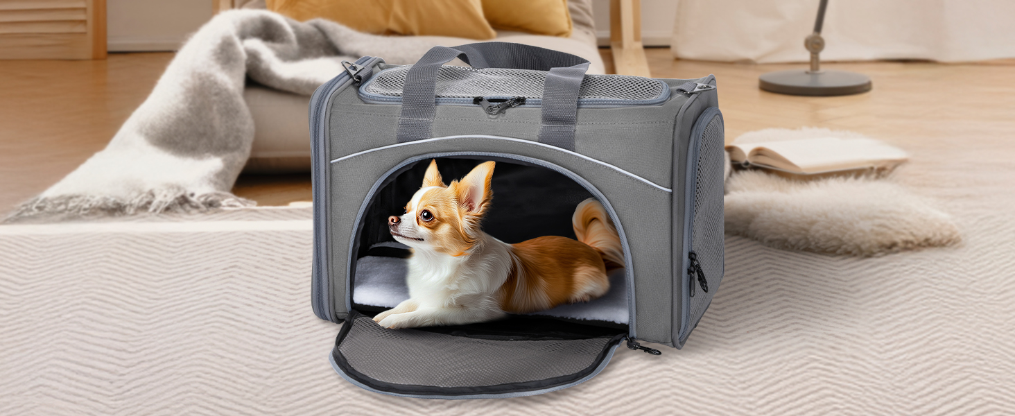 Транспортна сумка Petsfit для котів та собак | Авіапереліт, авто, поїзд | Сіра, Small