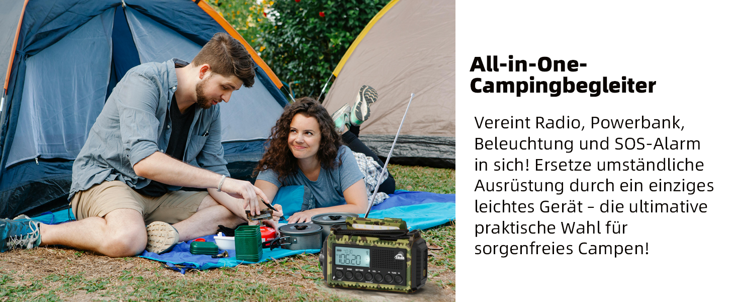 Радіо Roxicosly на ручному привіді, радіо екстреного зв'язку з Power Bank, AM/FM/SW радіо, ручне радіо та радіо 5-ти режимів з приймачем на весь світ. Як ліхтарик та зарядний пристрій, для активного відпочинку, кемпінгу, походів (Зелений камуфляж, 12000mAh)