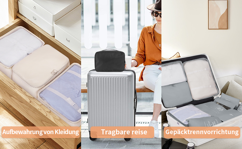 Органайзери для валіз, дорожні аксесуари, водонепроникні мішки для пакування, 10 шт., Бежевий