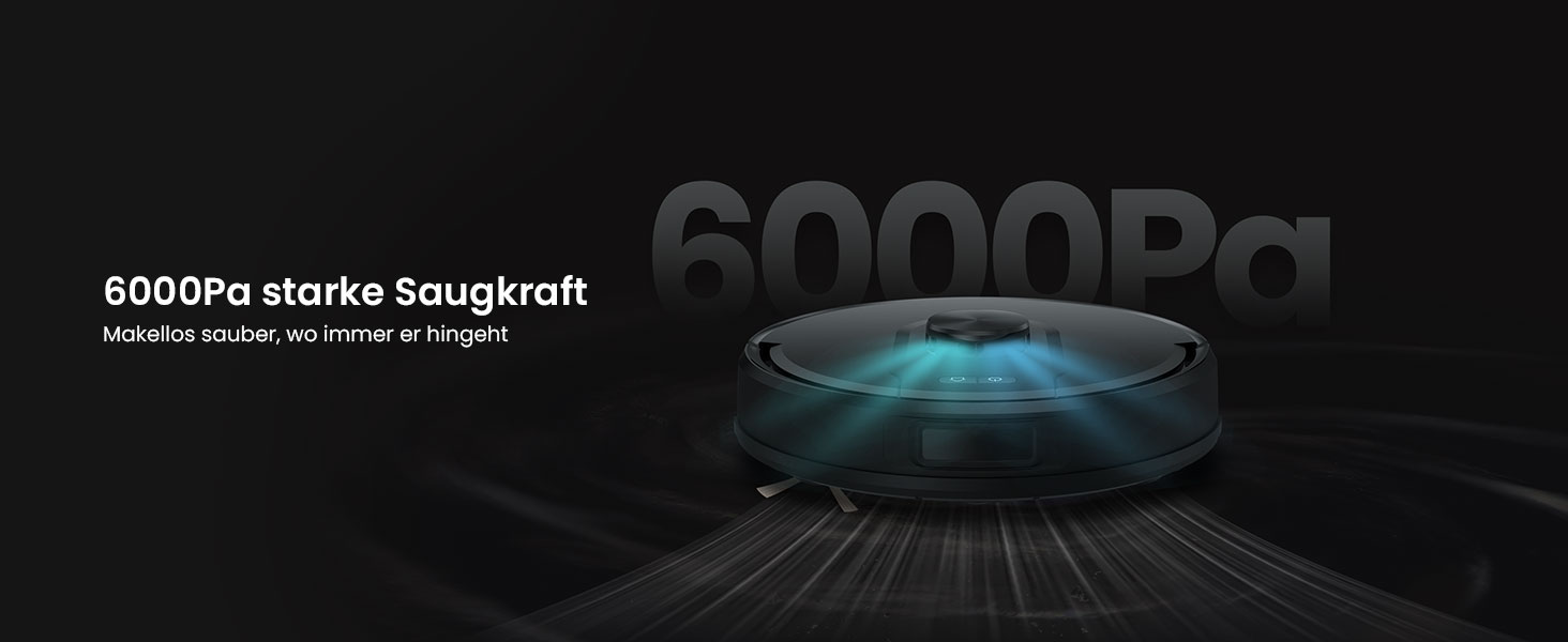 Робот-пилосос Vexilar з функцією миття підлоги, 8000Pa, LiDAR-навігація, 150 хв роботи, 15 зон заборони, керування через додаток, для тварин та килимів (W11)