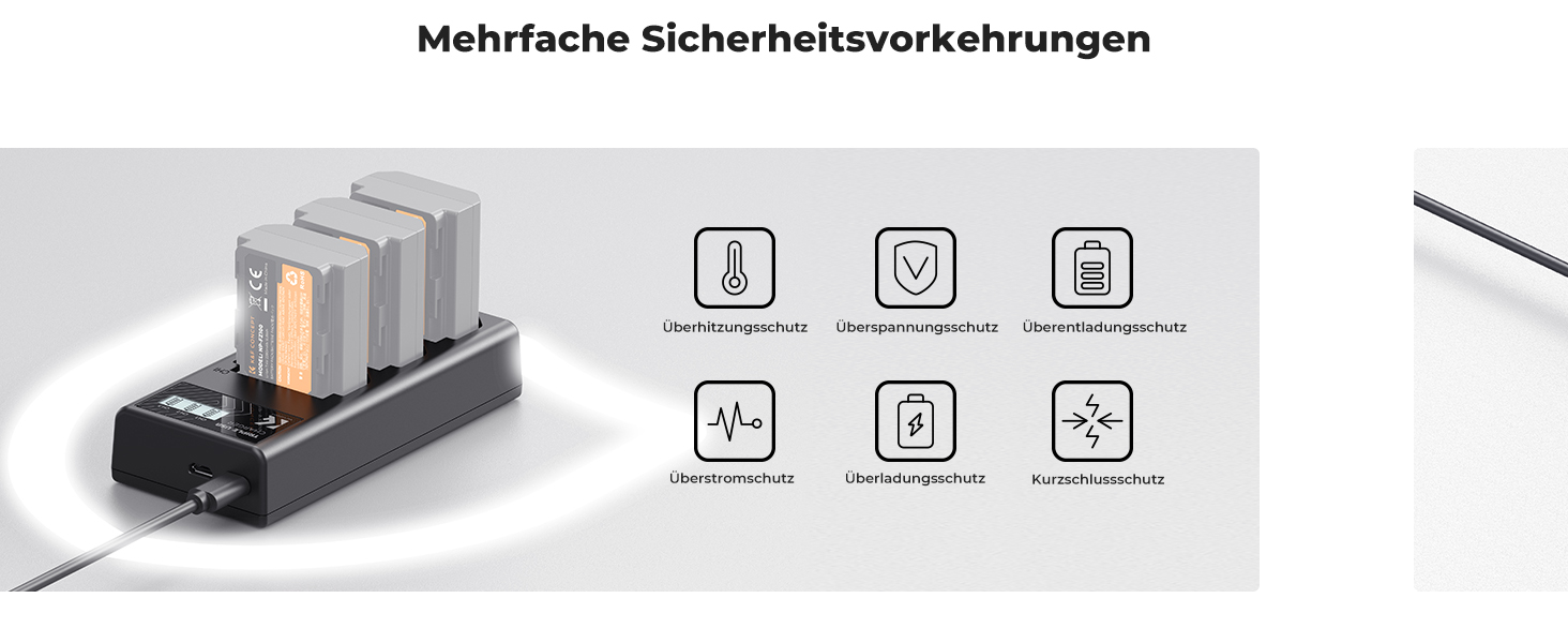 Зарядний пристрій K&F CONCEPT NP-FZ100 для камер Sony: A7iii, A7iv, A7Rv, A6700, A6600, A9, A1, FX3, FX30, ZV-E1 з LCD дисплеєм (3 слоти)